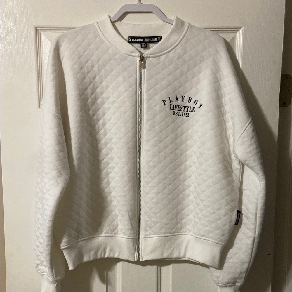 Playboy Lifestyle White Quilted Jacket